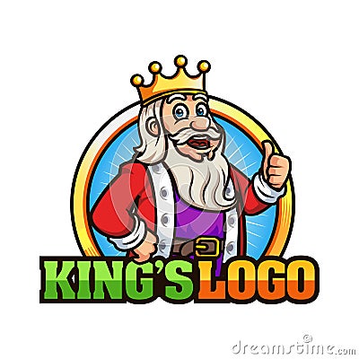 Cute King Cartoon Logo Mascot Template Vector Illustration