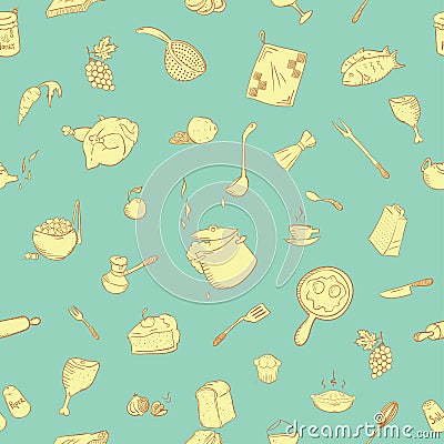Cute kitchenware pattern Stock Photo
