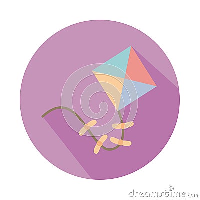 Cute kite flying child toy block style icon Vector Illustration