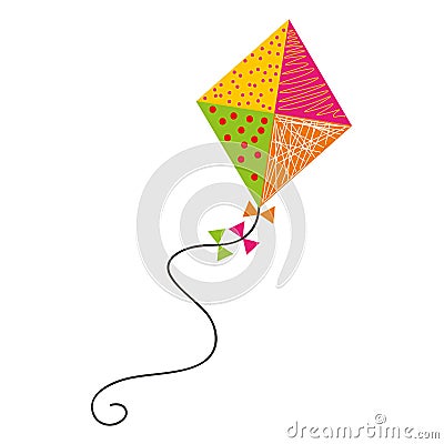 Cute kite flying icon Vector Illustration