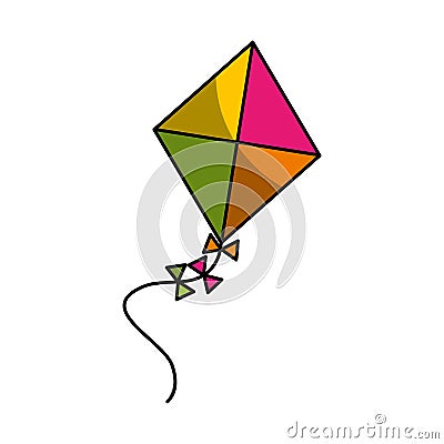 Cute kite flying icon Vector Illustration