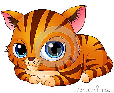 Cute kitten cartoon laying down Vector Illustration