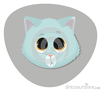 Cute kitten face.Cartoon flat illustration Cartoon Illustration