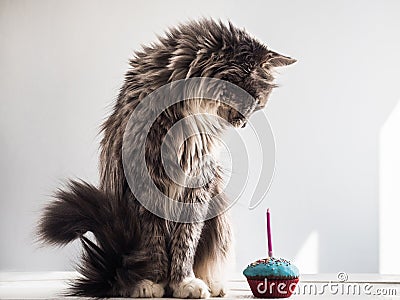 Cute kitten and a festive cupcake Stock Photo