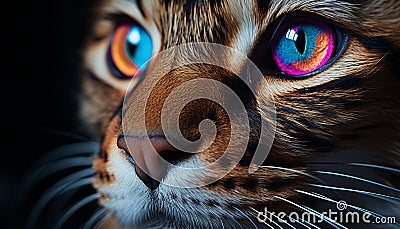 Cute kitten staring, close up, playful and fluffy generated by AI Stock Photo