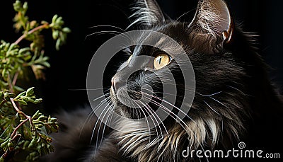 Cute kitten staring, fluffy fur, playful nature generated by AI Stock Photo