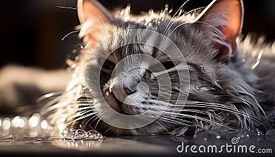 Cute kitten staring, playful, fluffy, sitting, looking at camera generated by AI Stock Photo