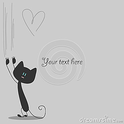 Cute kitty scratching the wall Vector Illustration