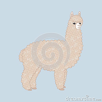 Cute knitted alpaca Vector Illustration