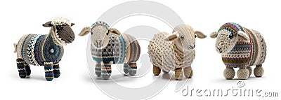 Cute knitted Easter lambs, AI generative Stock Photo