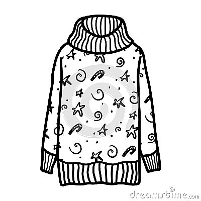 Cute knitted sweater with Christmas patterns Vector Illustration