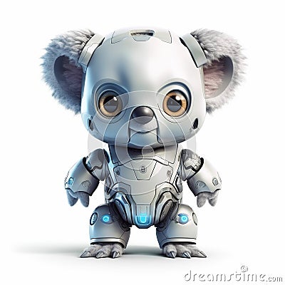 Cute koala robot, robotic animal isolated over white background. Created with generative Ai Stock Photo