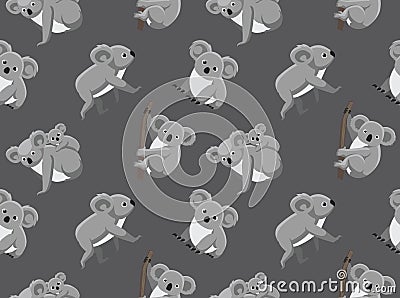 Cute Koala Seamless Wallpaper Vector Illustration