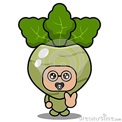 Kohlrabi childhood vegetable mascot costume Vector Illustration