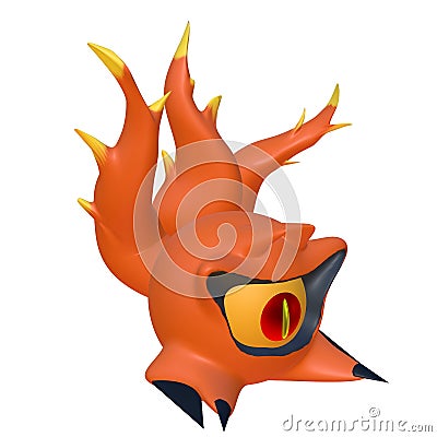 Anime character 3D illustration with orange colour Cartoon Illustration
