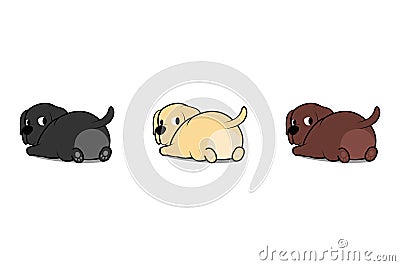 Cute labrador retriever puppy lying down and looking back Vector Illustration