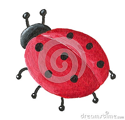 Cute Ladybug from back Cartoon Illustration