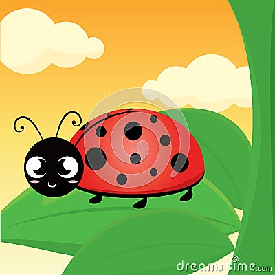 Cute ladybug cartoon Vector Illustration