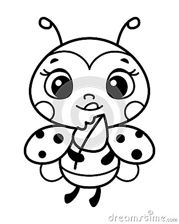 Cute Ladybug Coloring Page Cartoon Vector Illustration Vector Illustration