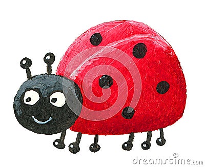 Cute Ladybug looking left Cartoon Illustration