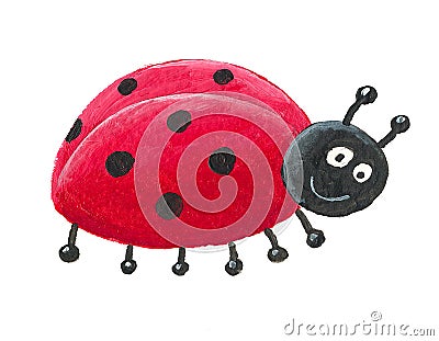 Cute Ladybug looking right Cartoon Illustration