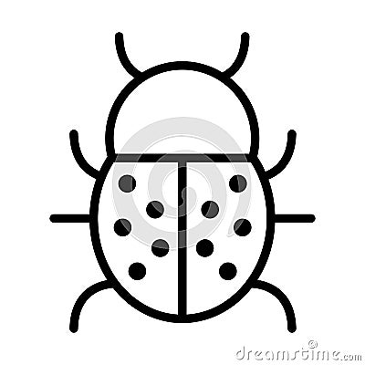 Cute ladybug spring insect line style Vector Illustration