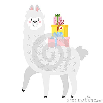 Cute lama. Alpaca animal Vector Illustration