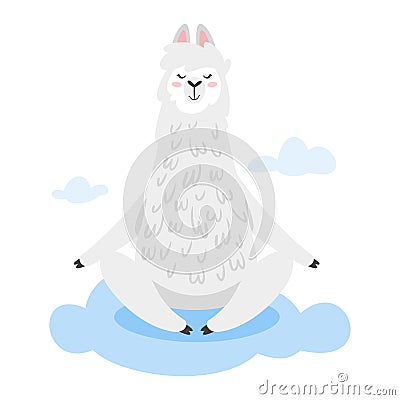 Cute lama. Alpaca animal Vector Illustration