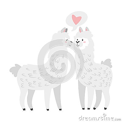 Cute lama. Alpaca animal Vector Illustration