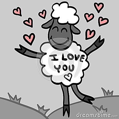 Cute lamb in love Vector Illustration