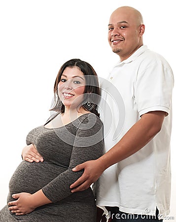Cute latin american pregnant couple Stock Photo