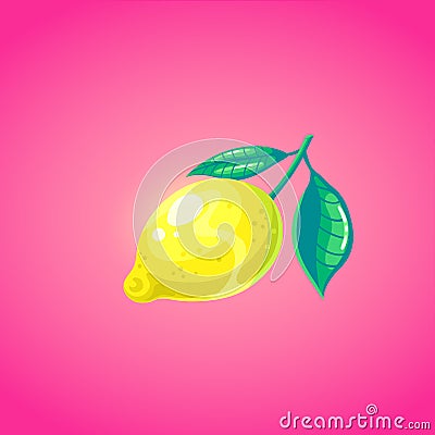 Cute lemon in cartoon style. Symbol of summer vocations Vector Illustration
