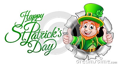 Cartoon Leprechaun Happy St Patricks Day Vector Illustration