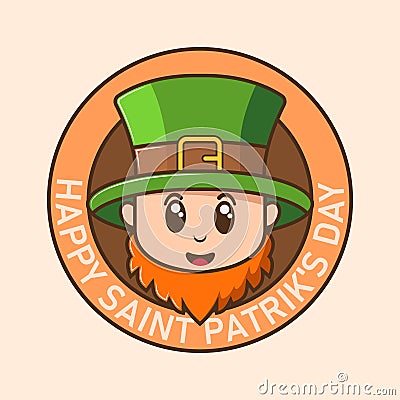 Cute leprechaun icon. Saint Patricks Day sign. Vector illustration Vector Illustration