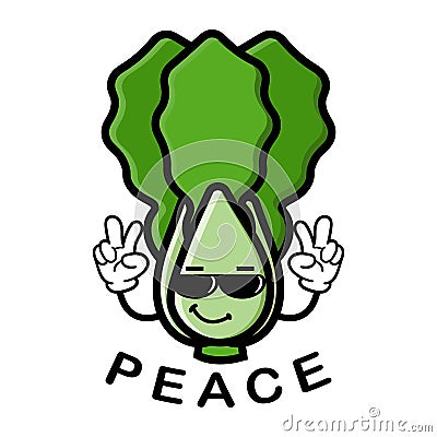 Cute lettuce cartoon mascot character Vector Illustration