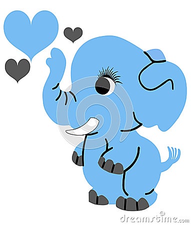 Cute Light Blue Baby Elephant on a white or transparent background Stock Photo