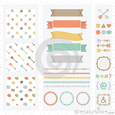 Cute light color design elements set Vector Illustration