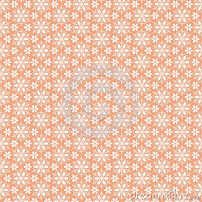 Cute light delicate abstract geometric mosaic floral background on a peach apricot background Stock Photo