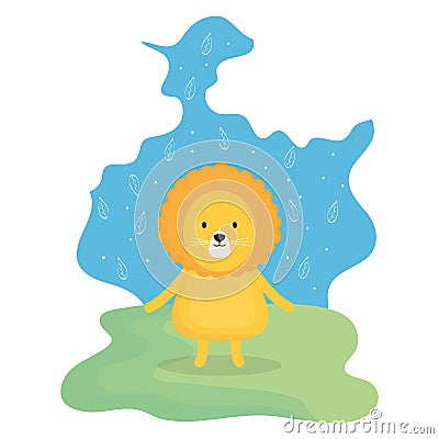 Cute lion adorable character Vector Illustration