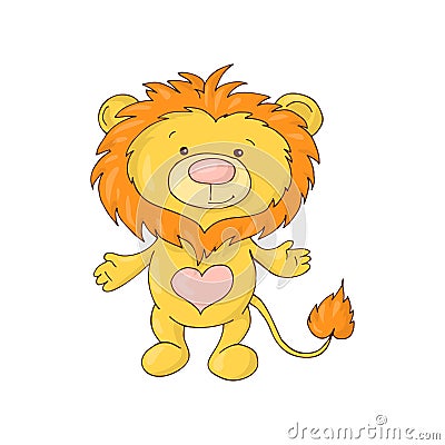 Cute lion baby. Baby shower card. Vector Illustration