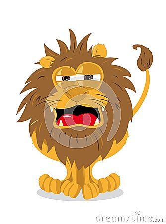 Cute Lion and a Blank Sign Vector Illustration