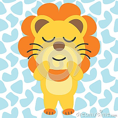 Cute lion enjoy sleep cartoon illustration for kid t shirt design Vector Illustration