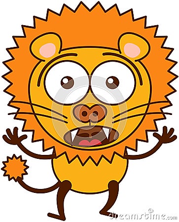 Cute lion feeling surprised and scared Vector Illustration