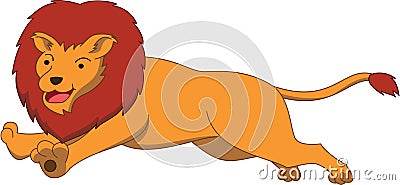 Cute Lion Jumping Long Color Illustration Vector Illustration