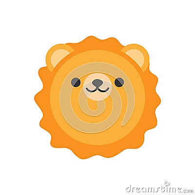Cute round lion animal vector graphic icon Vector Illustration