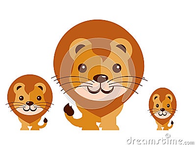 Cute lion vector on a white background Stock Photo