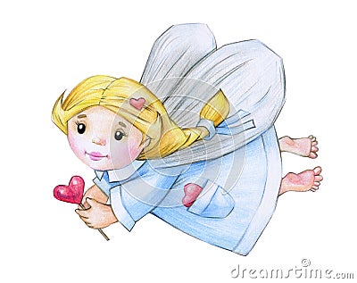 Cute little angel cartoon. Stock Photo