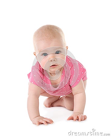 Cute little baby crawling Stock Photo