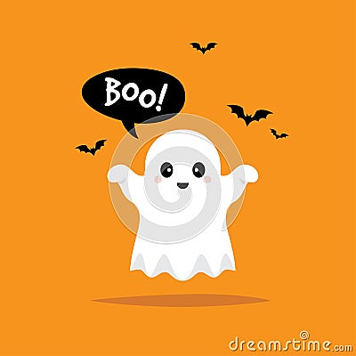 Cute little baby ghost Vector Illustration