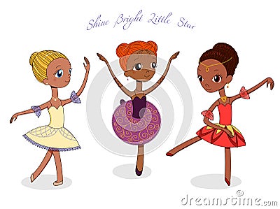 Cute little ballerinas Vector Illustration